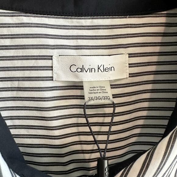 Calvin Klein Striped Button Front Sleeveless Collared Shirt 3X - Picture 2 of 9